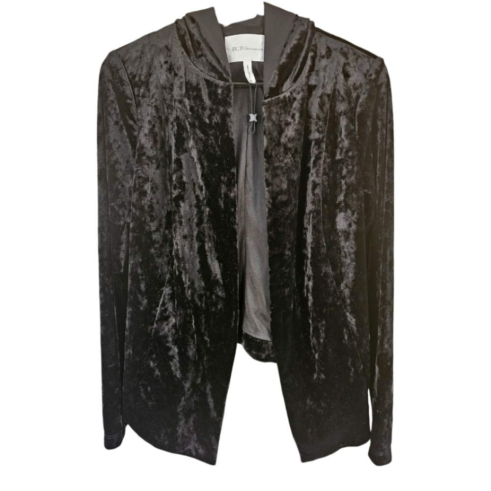 BCBGeneration black velvet hooded cardigan. Size medium
